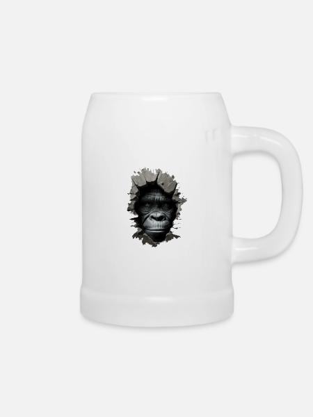 Gorilla im Loch - Bierkrug - Weiß