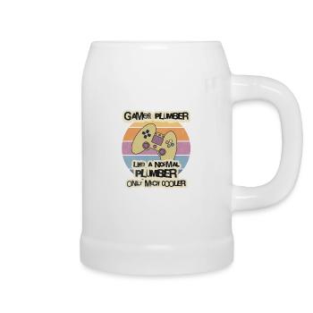 Gamer Plumber T-Shirt, 8 bits Lecteur de jeux vidéo T-S - Chope en céramique - blanc - Droite