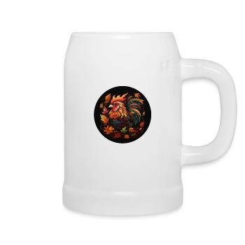 Herbsthuhn aus bunten Blättern - Bierkrug - Weiß - Rechts