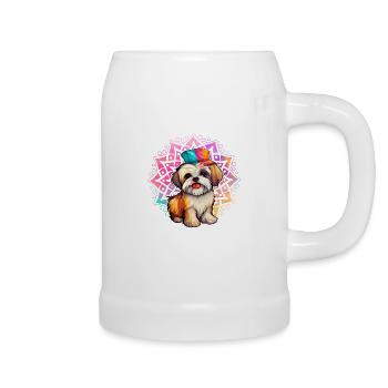 Chien havanais - Chope en céramique - blanc - Droite