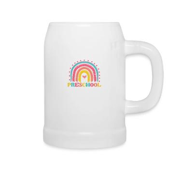 Preschool Squad Teacher Student Funny 100th Day of - Beer Mug - white - Right