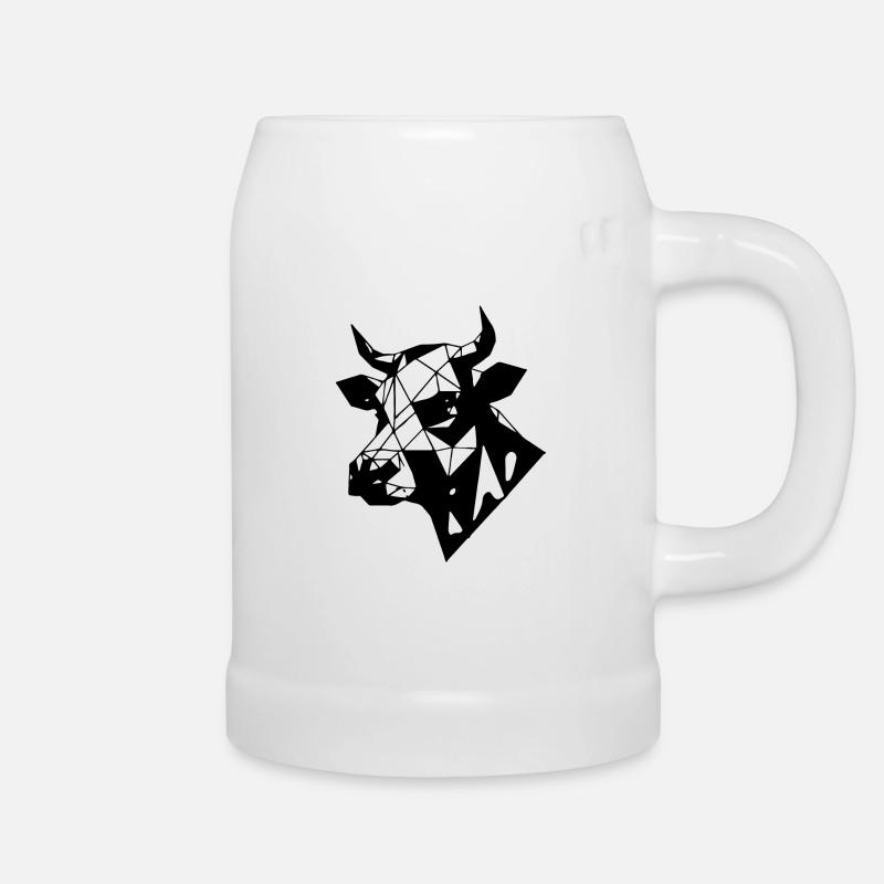 Cow Illustration Cow Head Gift Idea - Beer Mug - white