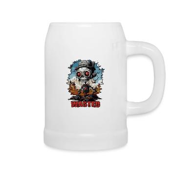 Desert dystopia and a cartoon robot - Beer Mug - white - Right