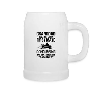 Fishing Granddad Grandpa Fisherman Grandkid Funny - Beer Mug - white - Right