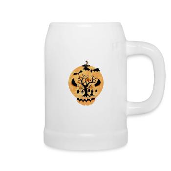 Jack O Lantern Scary Carved Pumpkin Face Halloween - Chope en céramique - blanc - Droite