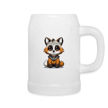 Süßer Waschbär Kawaii Tierliebhaber Geschenk - Bierkrug - Weiß - Rechts