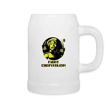 Fight against poop-italism, satire - Beer Mug - white - Right
