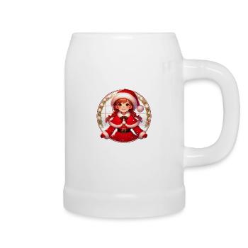 Père Noël fille Illustration Noël drôle - Chope en céramique - blanc - Droite