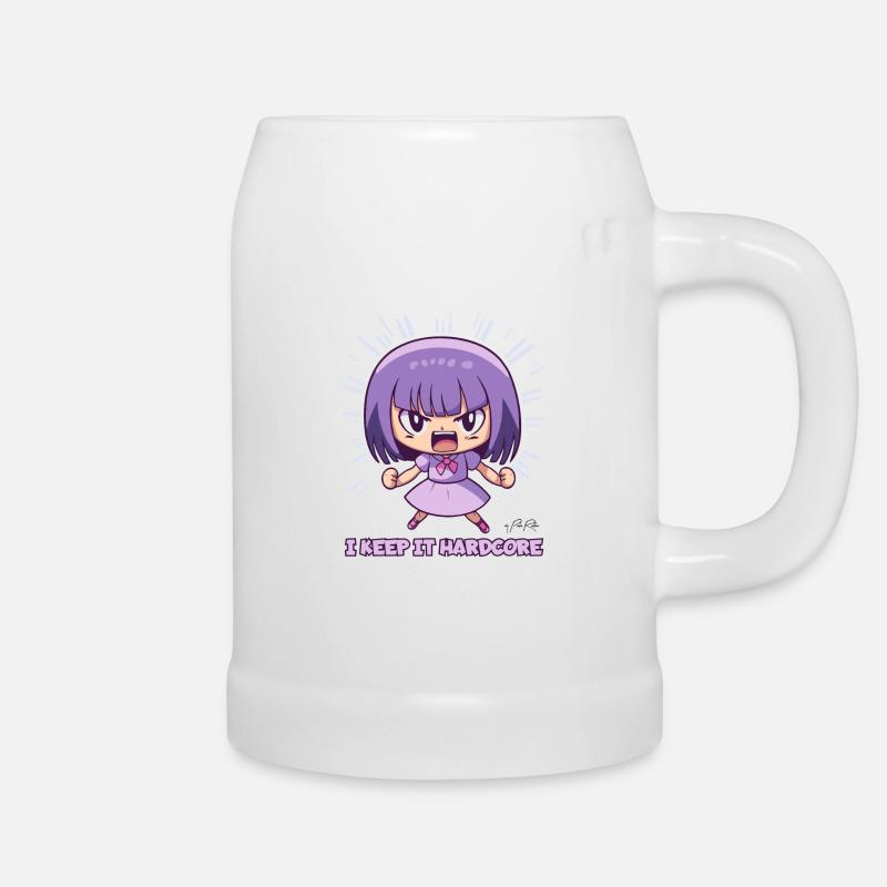 The "Keep it Hardcore" Anime Girl - Beer Mug - white