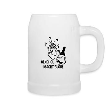 Alkohol Macht Blöd! (Karikatur / 1C) - Bierkrug - Weiß - Rechts