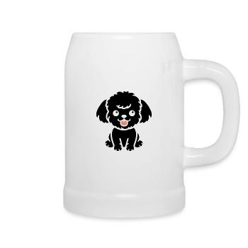 Humour chien petit caniche - Chope en céramique - blanc - Droite