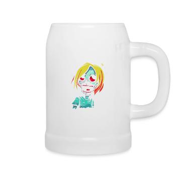 Fille de dessin animé zombie effrayante - Chope en céramique - blanc - Droite