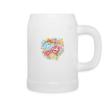 Une variété de roses et de fleurs - Chope en céramique - blanc - Droite