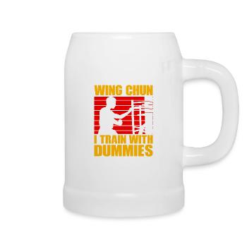 Wing Chun I train with Dummies - Beer Mug - white - Right
