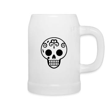 tete de mort mexicaine - Chope en céramique - blanc - Droite