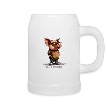 Entspanntes Souveränes Schwein - Bierkrug - Weiß - Rechts