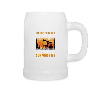 Je soutiens la plate-forme pétrolière de travailleur de champ pétrolifère - Chope en céramique - blanc - Droite
