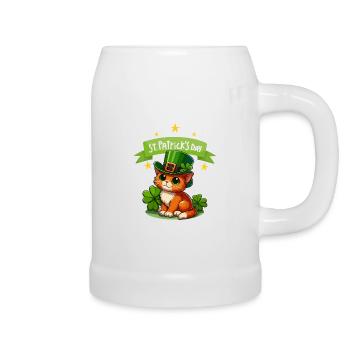 Chat de la Saint-Patrick Shamrock chanceux mignon - Chope en céramique - blanc - Droite