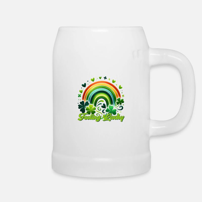 Rainbow Feeling Lucky St Patricks Day - Beer Mug - white