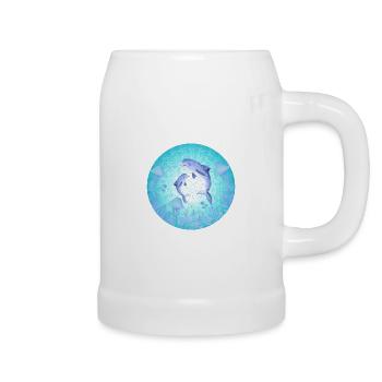 Delfin, Qualle Dolphin, Jellyfish - Beer Mug - white - Right