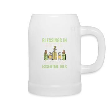 Blessings in Bottles: Grateful for Essential Oils - Beer Mug - white - Right