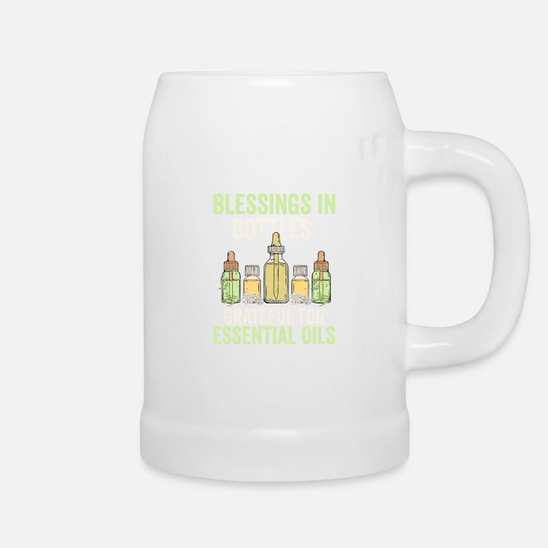 Blessings in Bottles: Grateful for Essential Oils - Beer Mug - white