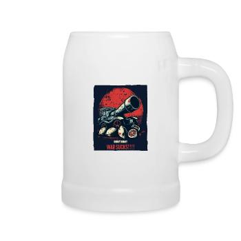 Big bang with lemons, war is crap - Beer Mug - white - Right