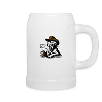 Lecker Bierchen Cowboy Hund - Bierkrug - Weiß - Rechts