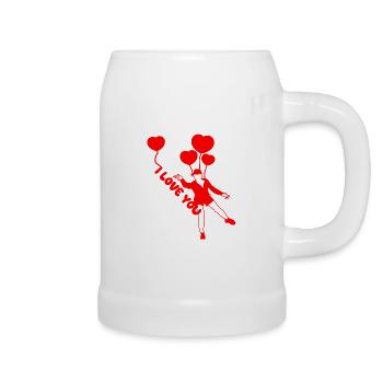 Ich liebe dich rote herz Luftballons - Bierkrug - Weiß - Rechts