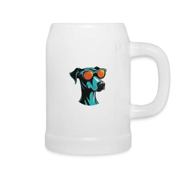 Greyhound Dog Head Cool - Beer Mug - white - Right