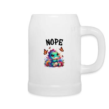 Dinosaur Saying Nope for Boys and Girls - Beer Mug - white - Right