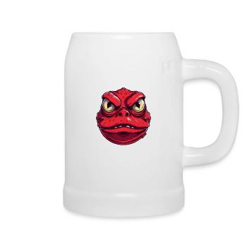 Großes, Fettes, Rotes, Wütendes Kröten Monster - Bierkrug - Weiß - Rechts