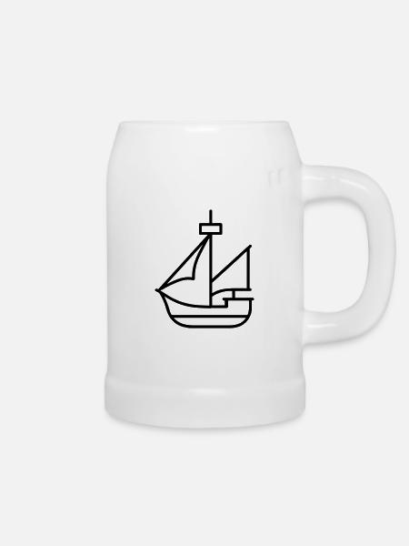 Piratenschiff - Bierkrug - Weiß