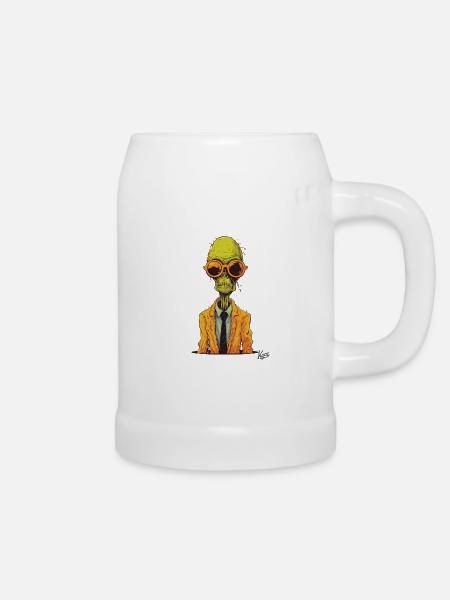 Der Alien-Zombie-Workaholic - Bierkrug - Weiß