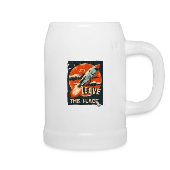 Lass uns mit einer Rakete hier abhauen - Bierkrug - Weiß - Rechts