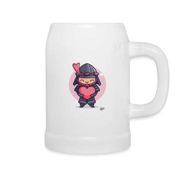 kawaii süßer Shogun Samurai mit Herz und Liebe - Bierkrug - Weiß - Rechts