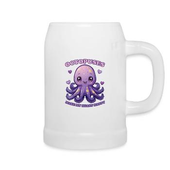 Lustiges Kraken Kopffüßer Tintenfisch Geschenk - Bierkrug - Weiß - Rechts