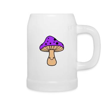 Bande dessinée champignon - Chope en céramique - blanc - Droite