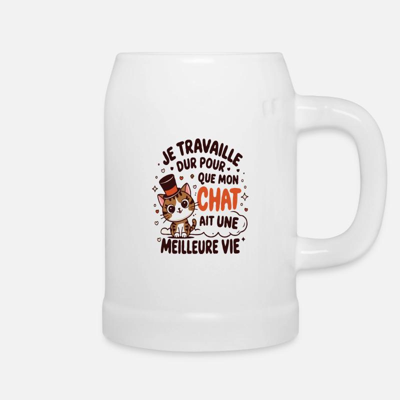 Idée cadeau humour design chat mignon - Chope en céramique - blanc