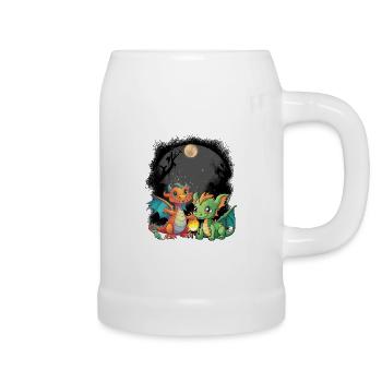 mystisch Drache Drachen Märchen Märchenfigur - Bierkrug - Weiß - Rechts