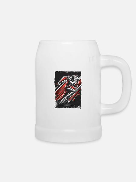 Dynamischer Läufer - Bierkrug - Weiß