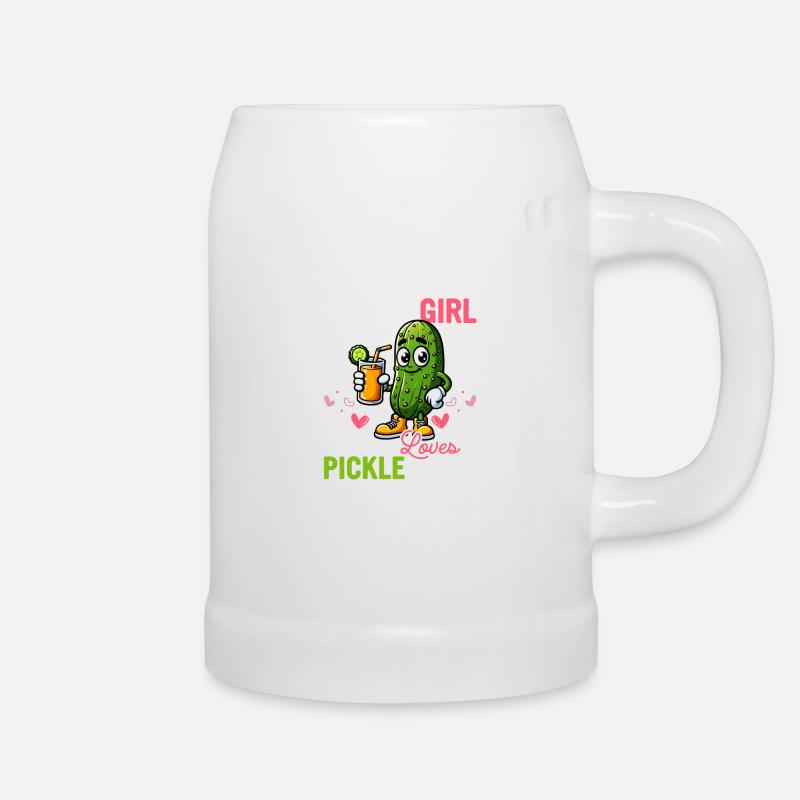 Juste une fille qui aime le jus de cornichon Concombre Végétalien - Chope en céramique - blanc