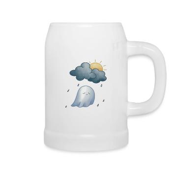 Petit fantôme sous la pluie - Chope en céramique - blanc - Droite