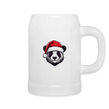 Panda Head Christmas Portrait - Beer Mug - white - Right