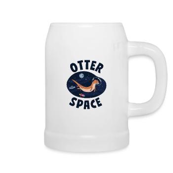 Otter Pun Space Science Astronaut - Bierkrug - Weiß - Rechts