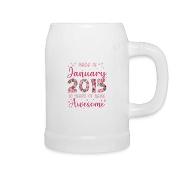 Januar 2015 10-jähriges Jubiläum für Mädchen - Bierkrug - Weiß - Rechts
