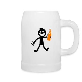 Bière buvant Figurine bâton - Chope en céramique - blanc - Droite