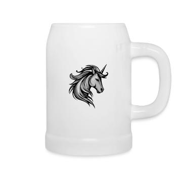 Tête de licorne - Chope en céramique - blanc - Droite