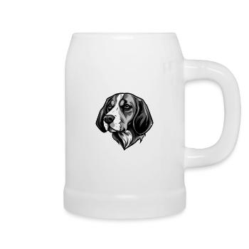 Tête de chien Beagle - Chope en céramique - blanc - Droite