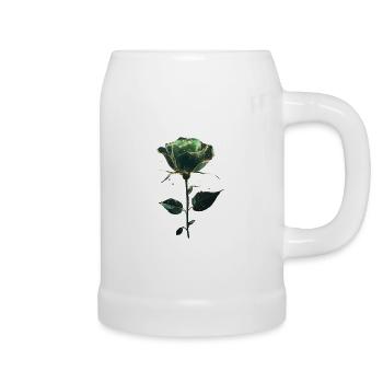 Grüne Rose - Bierkrug - Weiß - Rechts